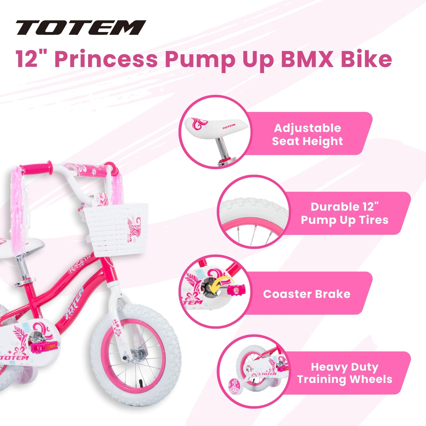 TOTEM 12" Princess Pump Up BMX Bike